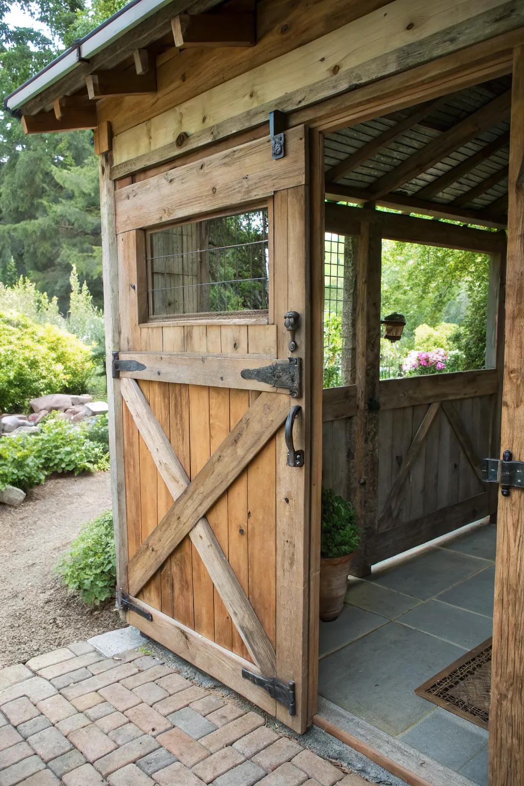 Breathe in the fresh air with this charming Dutch door design, perfect for a rustic chicken coop.
