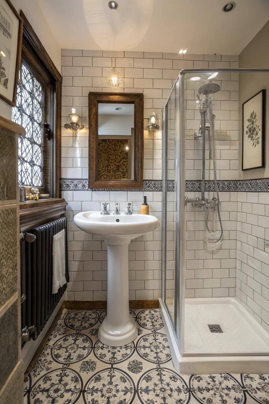 Timeless bathroom with a blend of vintage and modern styles.