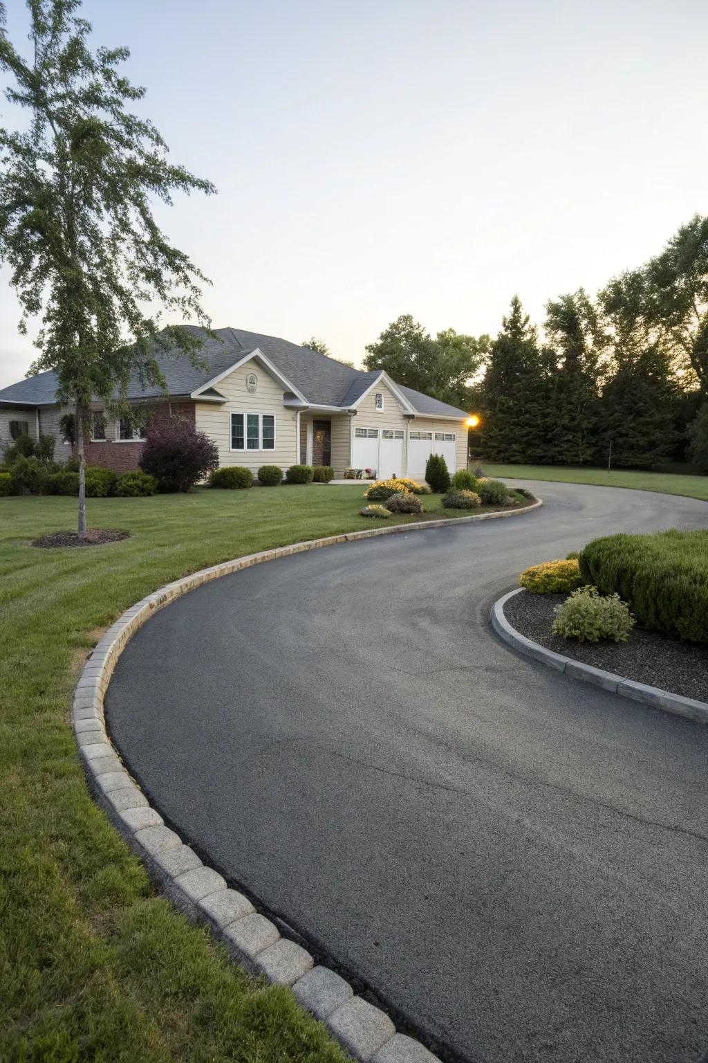 A practical and clean asphalt driveway.