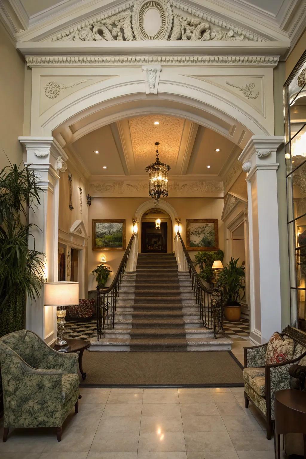 Crown molding makes a grand entrance even more impressive.