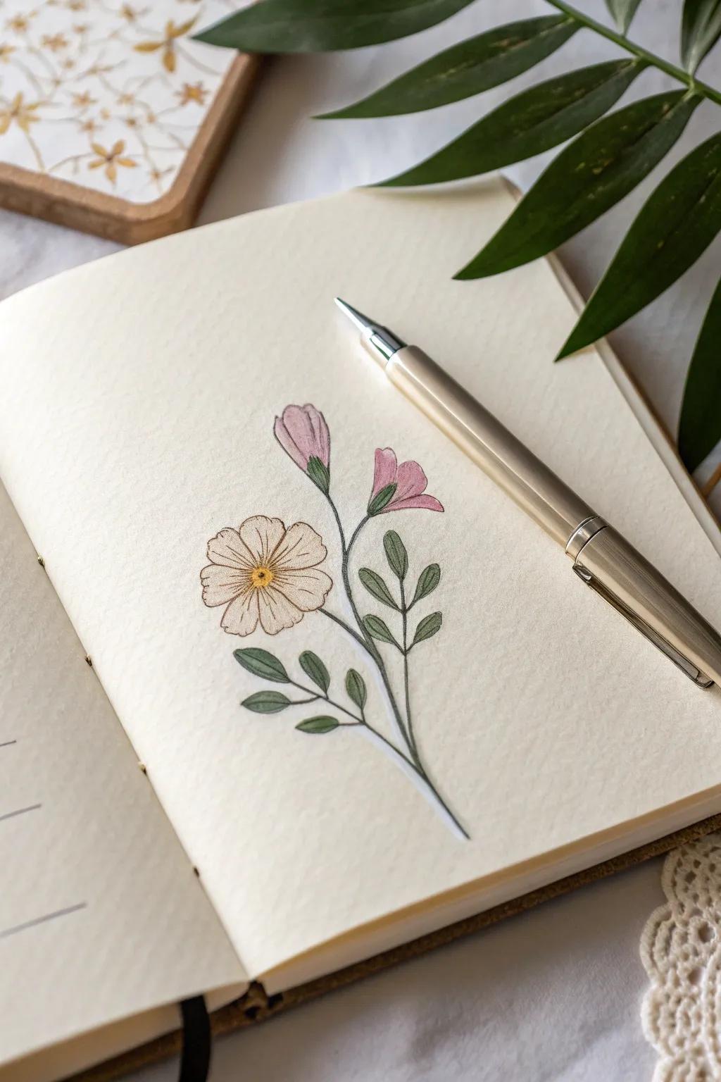 Add a touch of nature to your journal with these charming tiny floral stickers.