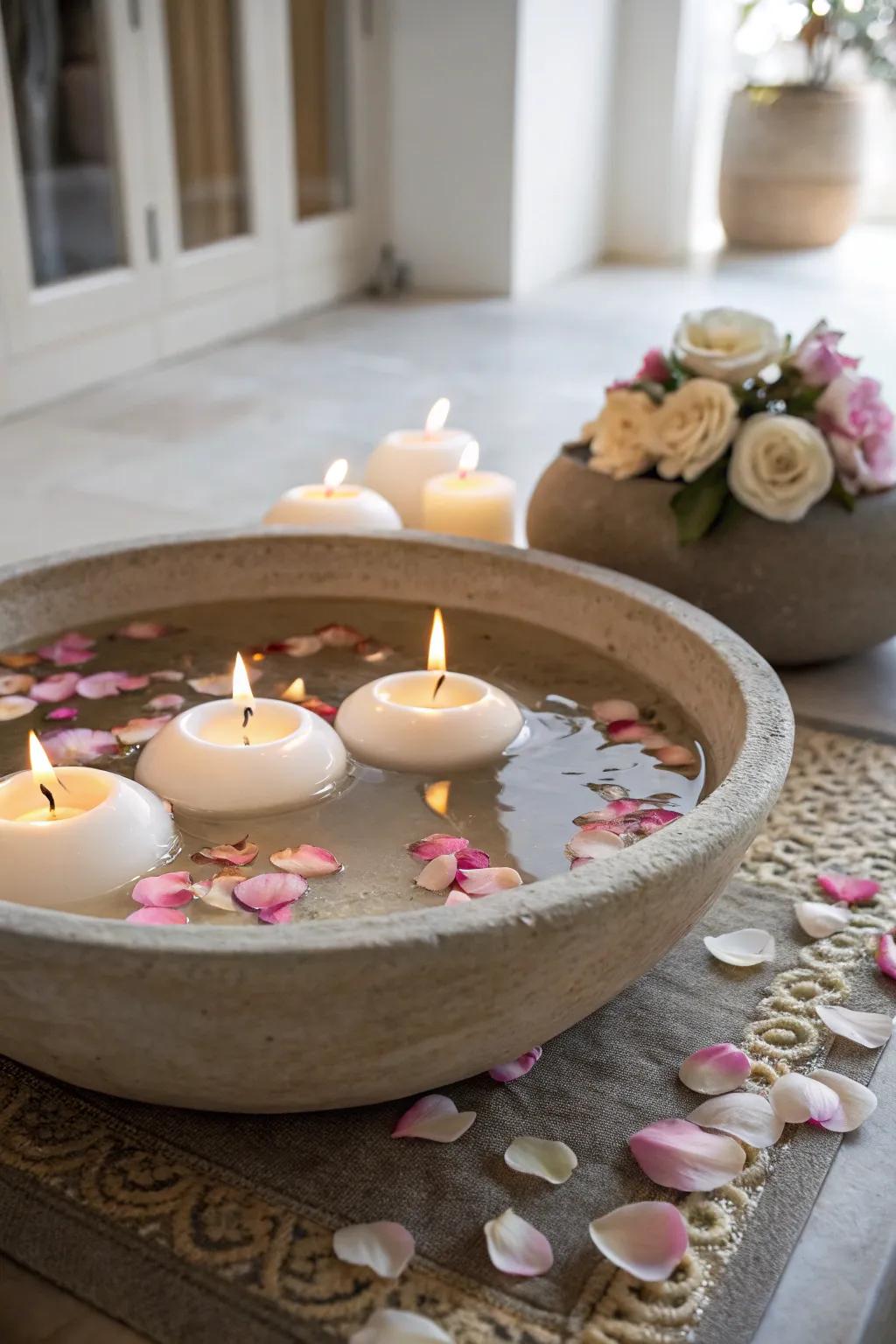 Illuminate your space with the captivating allure of floating candle centerpieces.