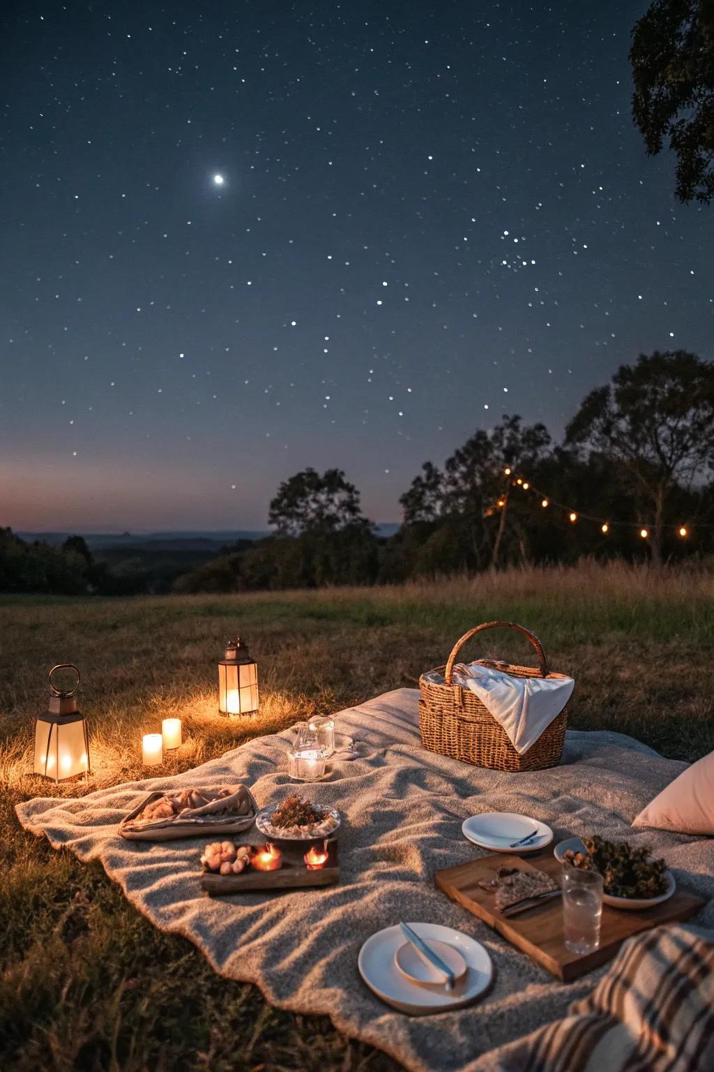 A magical picnic under a blanket of stars.