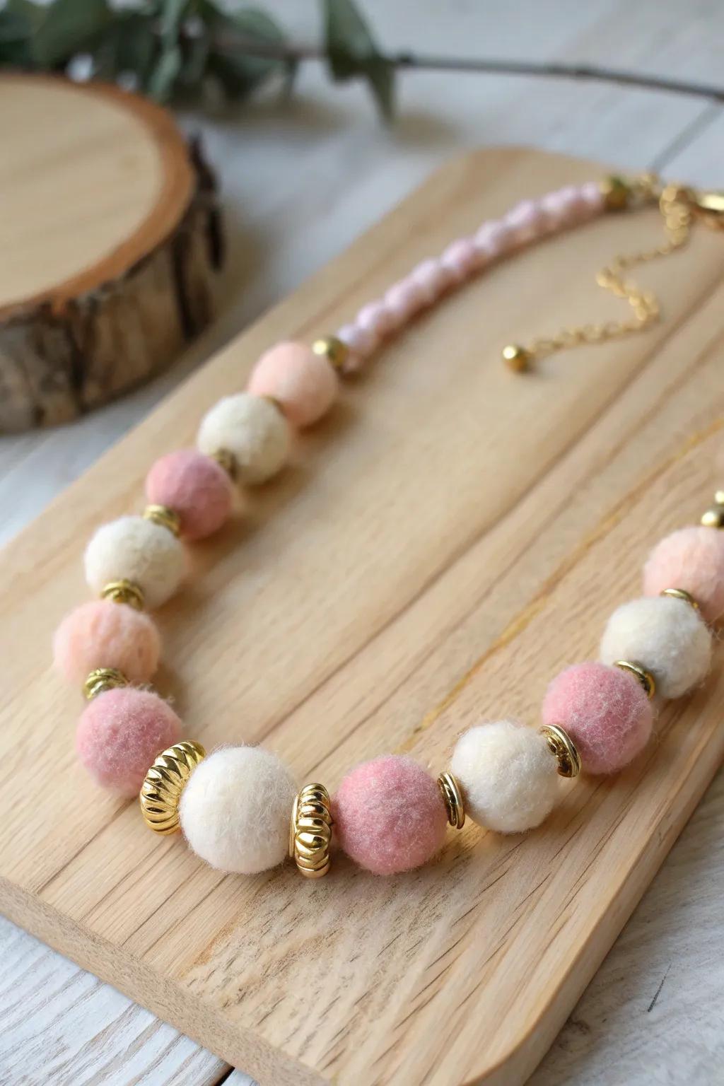 Embrace simplicity and elegance with this handcrafted felted wool necklace, where minimalist design meets Boho flair.