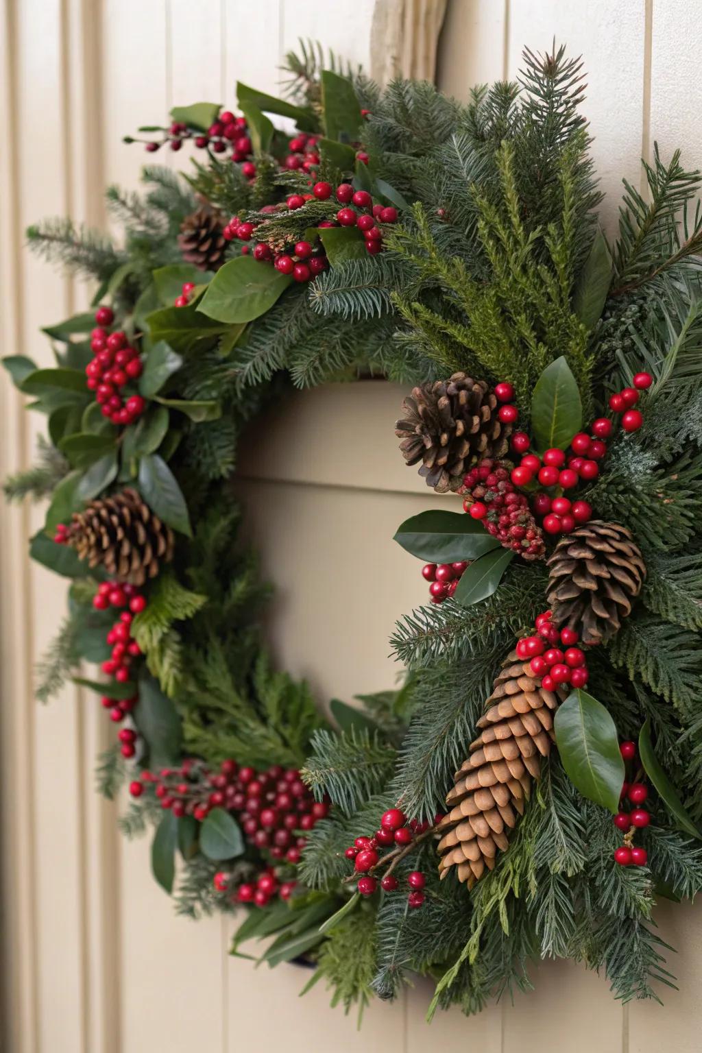 Evergreen branches bring the forest indoors.