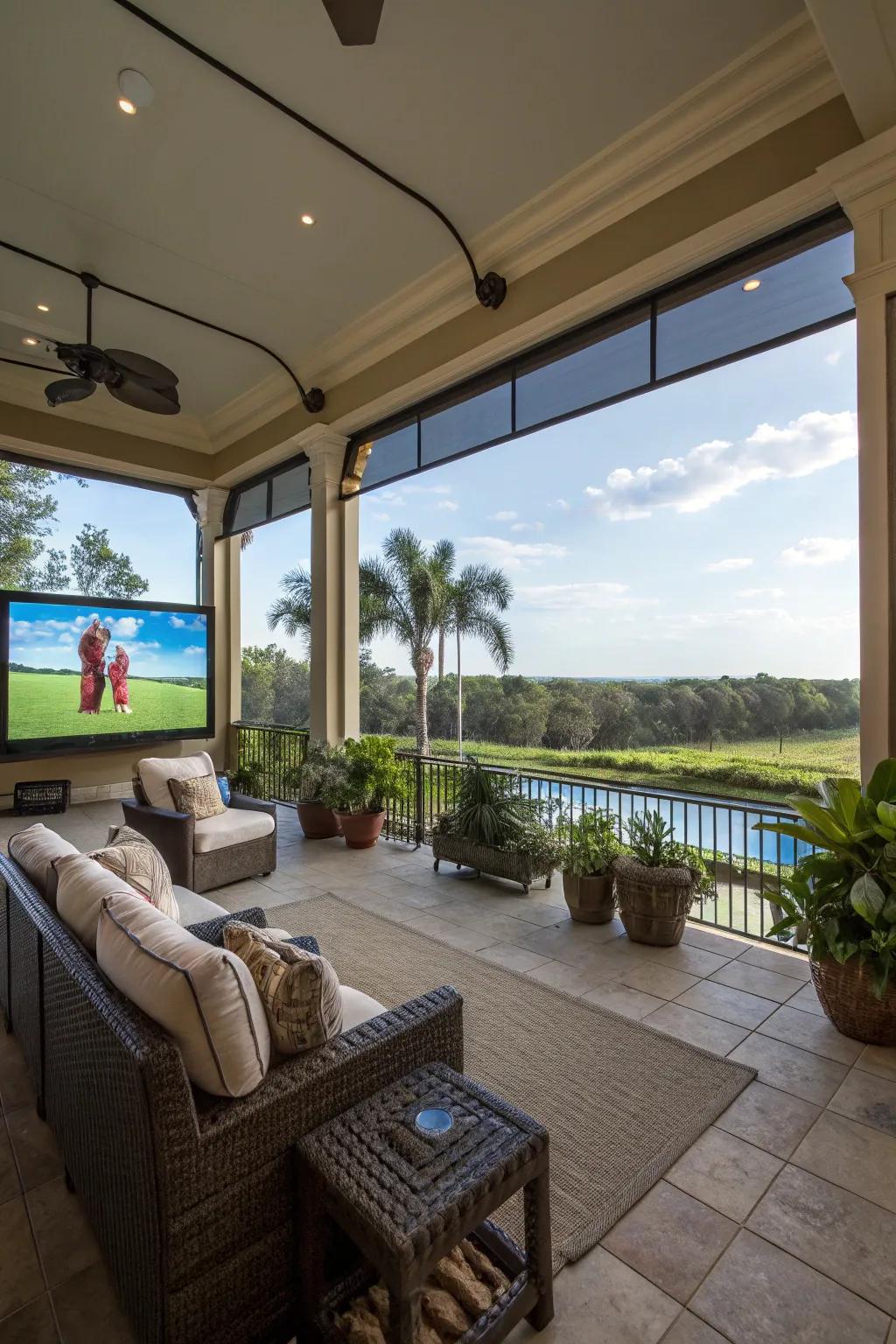 A lanai designed to showcase stunning views, bringing the outdoors in.