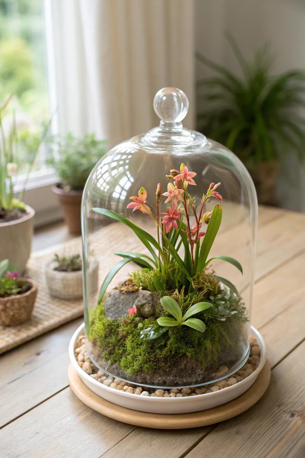 Create a serene sanctuary for your orchids with a minimalist closed terrarium.