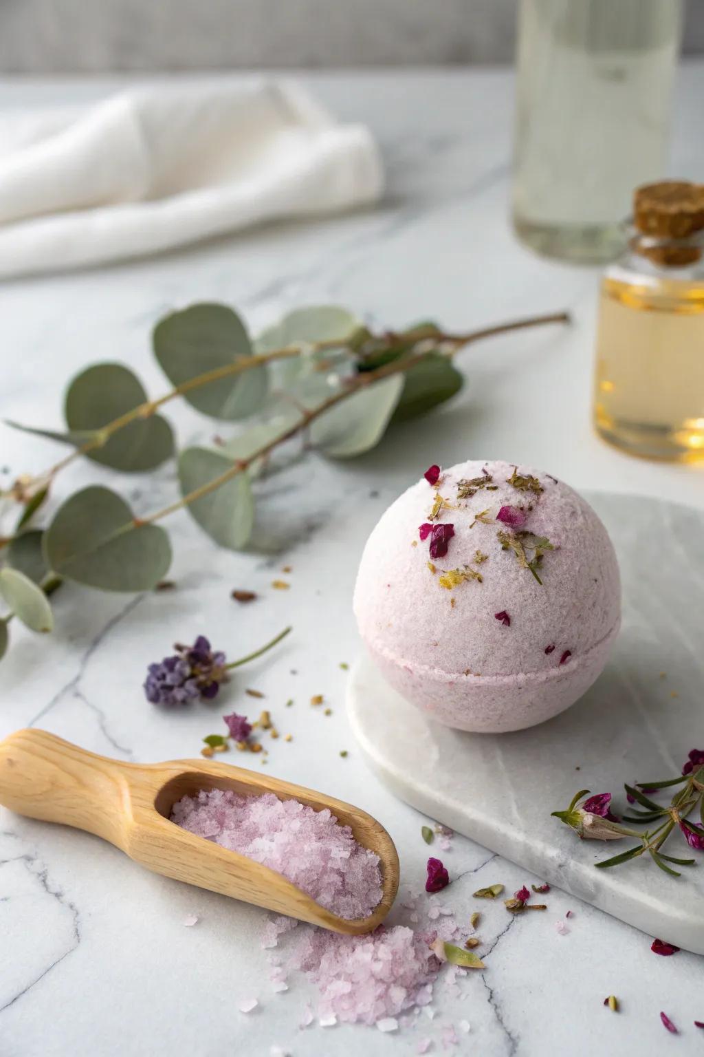 Transform your bath time with these enchanting DIY bath bombs, a perfect blend of simplicity and natural beauty.