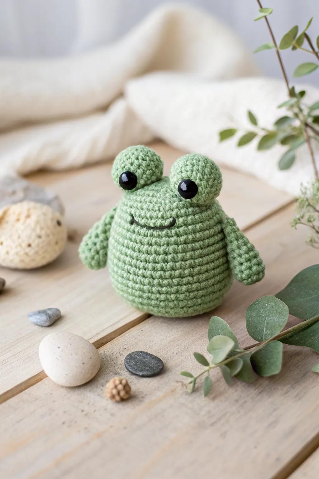 Bring a touch of whimsy with these adorable pocket-sized crochet frogs. Perfect for adding a sprinkle of joy to any space!