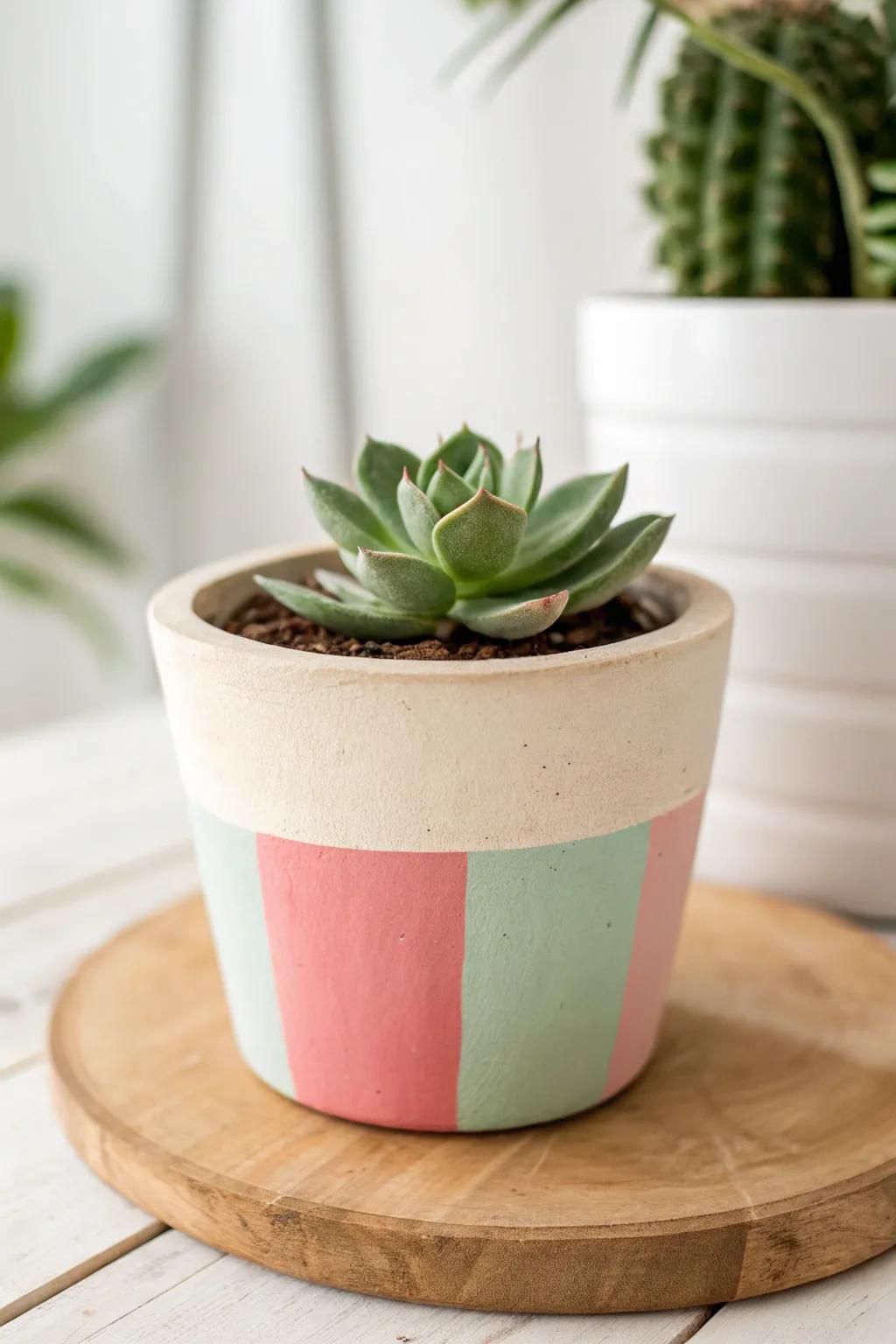 Transform your plant display with color-blocked elegance! ð¿ #ScandinavianDesign #ClayCraft