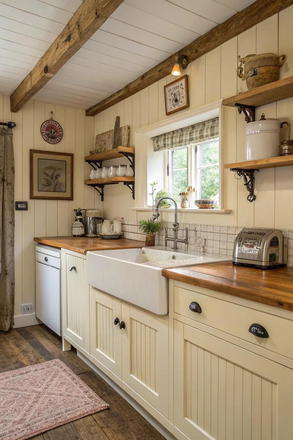 Beadboard details add a cozy, cottage feel.