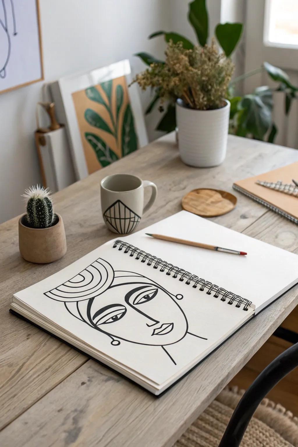 Unleash your creativity with funky abstract faces. Bold lines meet minimalist design for a modern artistic expression. #ScandinavianStyle #MinimalistArt