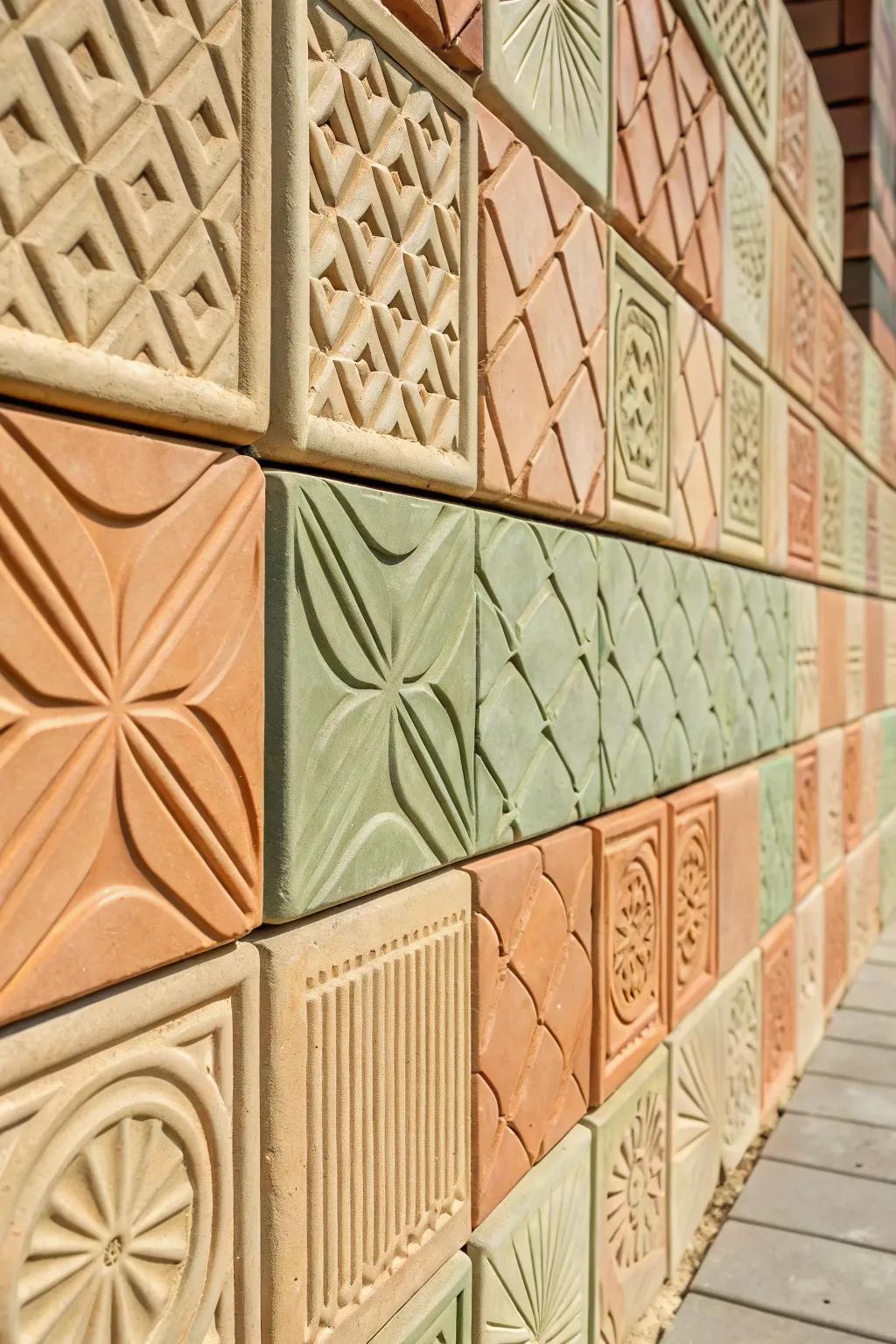 Elevate your living room with the art of textured clay tiles. A fusion of minimalist design and boho warmth.