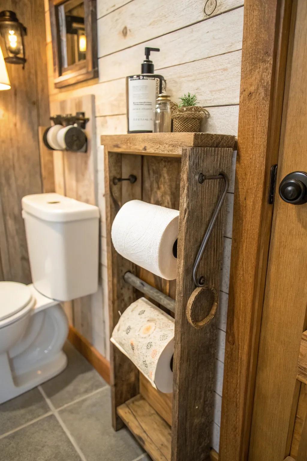 Reclaimed wood adds unique character and sustainability to your bathroom.