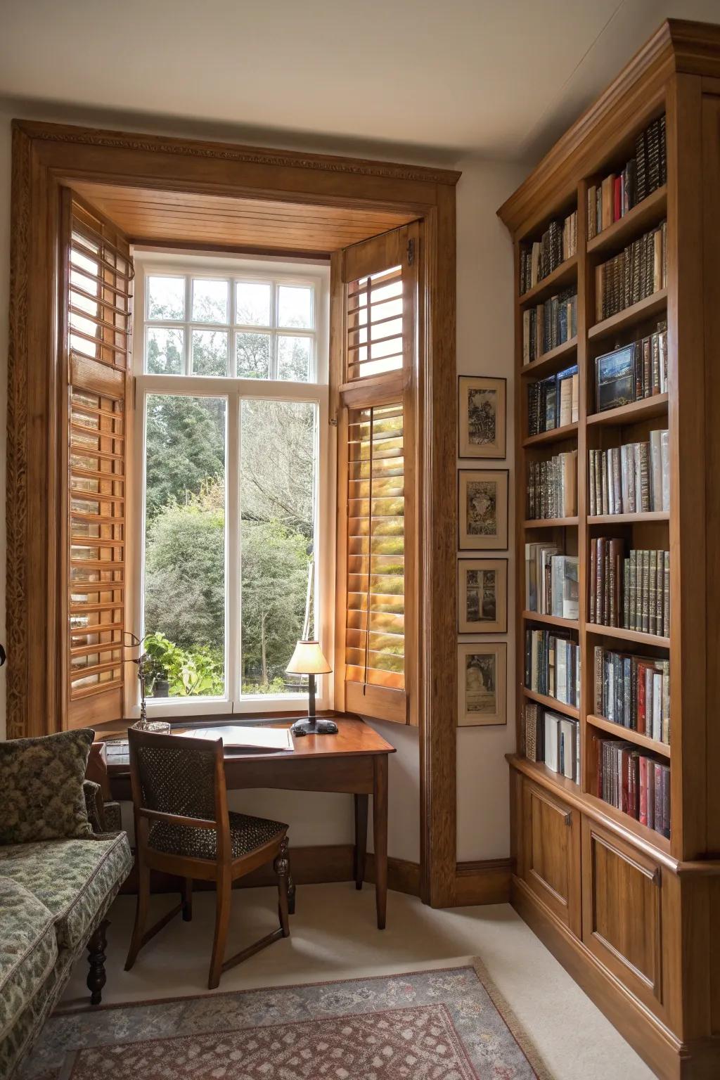 Custom shutters providing a tailored and timeless look.