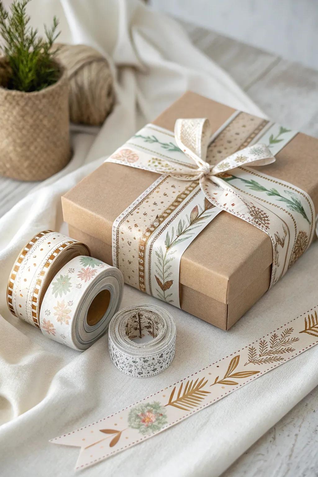 Add a touch of playful elegance to your gifts with washi tape accents.