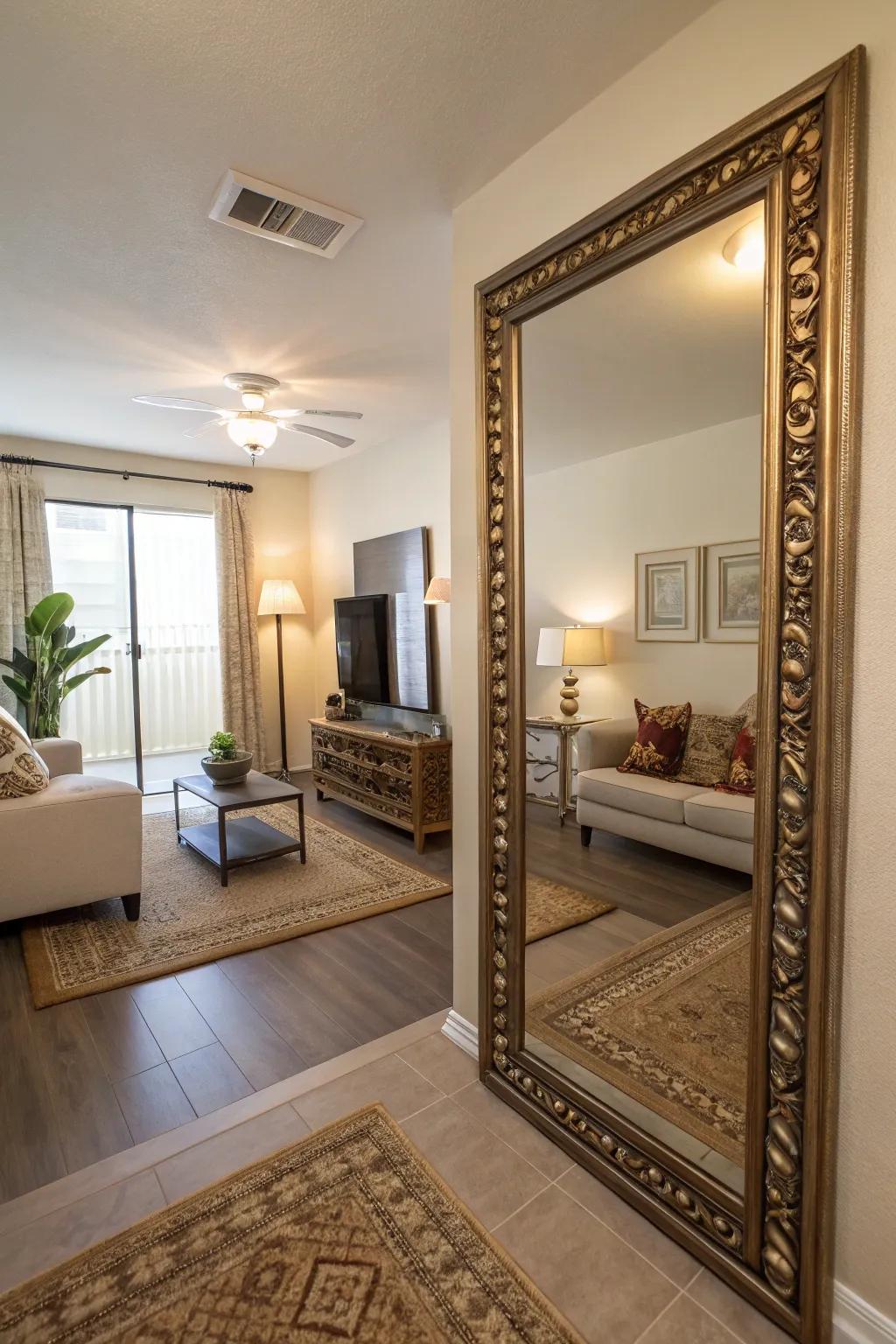 Mirrors can significantly enhance the perception of space in a small apartment.