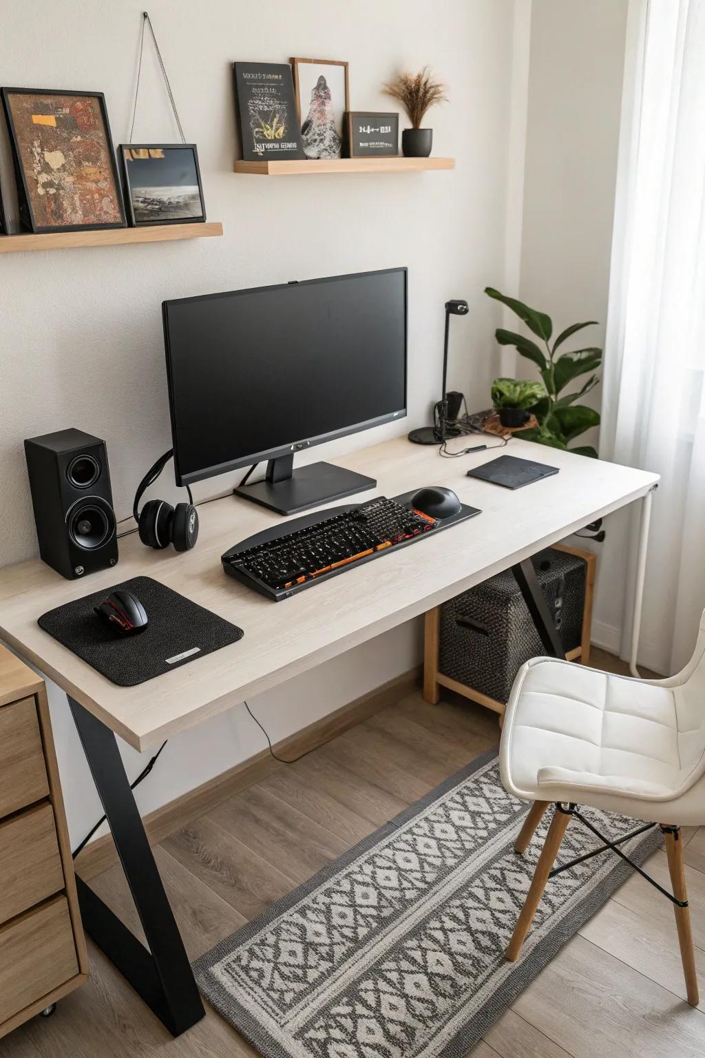 Focus on simplicity with a minimalist setup.