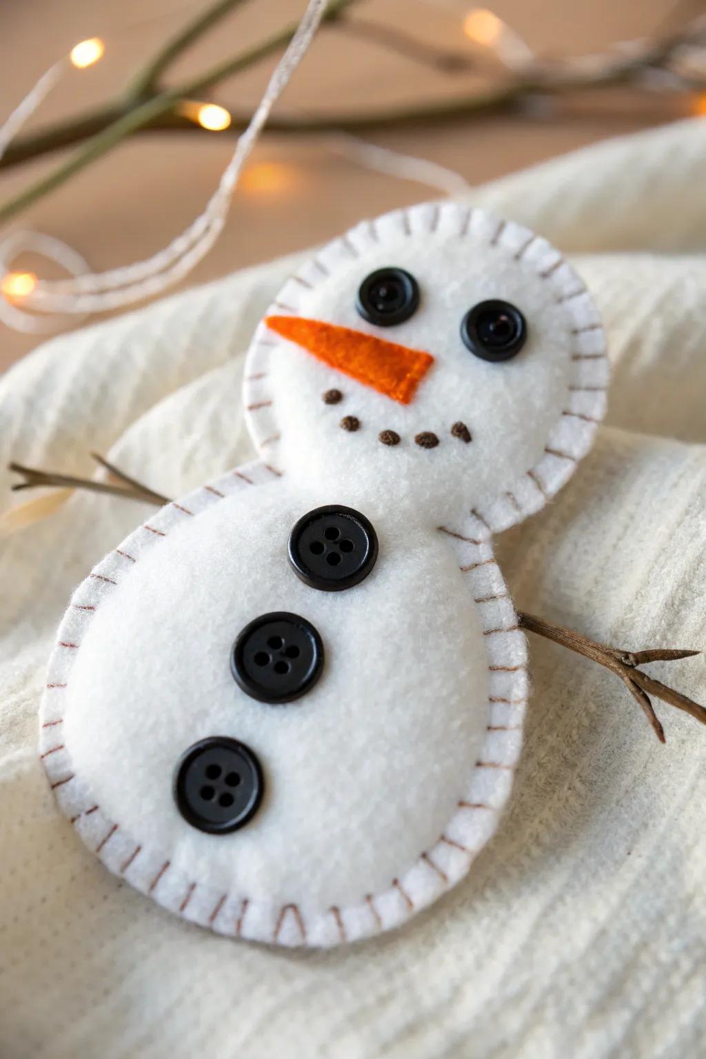 Embrace winter whimsy with these charming felt snowman magnets, perfect for adding a touch of handcrafted elegance to your kitchen.