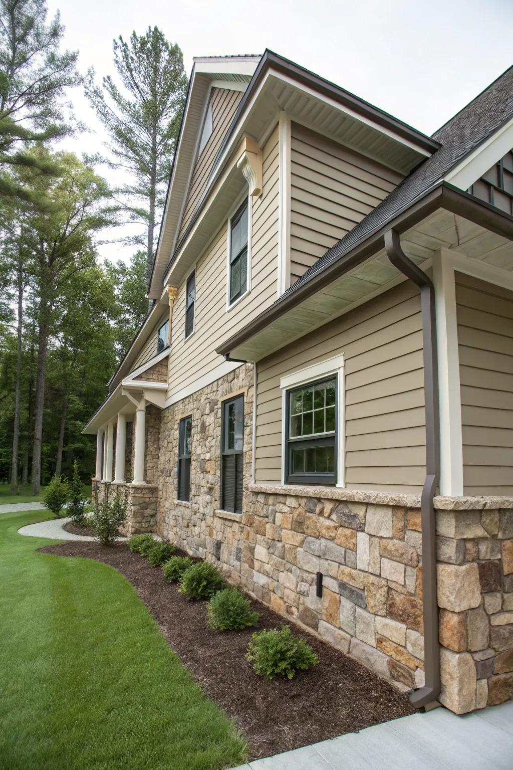 A home exterior featuring a dynamic mix of textures.
