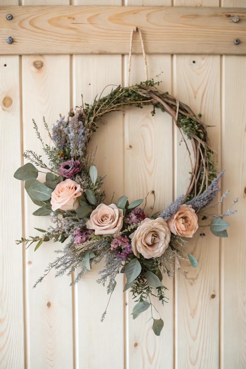 Celebrate Mother's Day with a touch of nature: a handcrafted floral wreath that embodies elegance and simplicity.