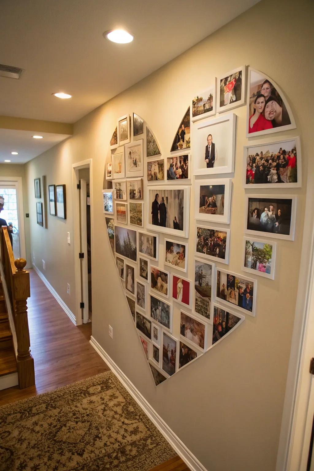 A heart-shaped photo collage displaying cherished memories.