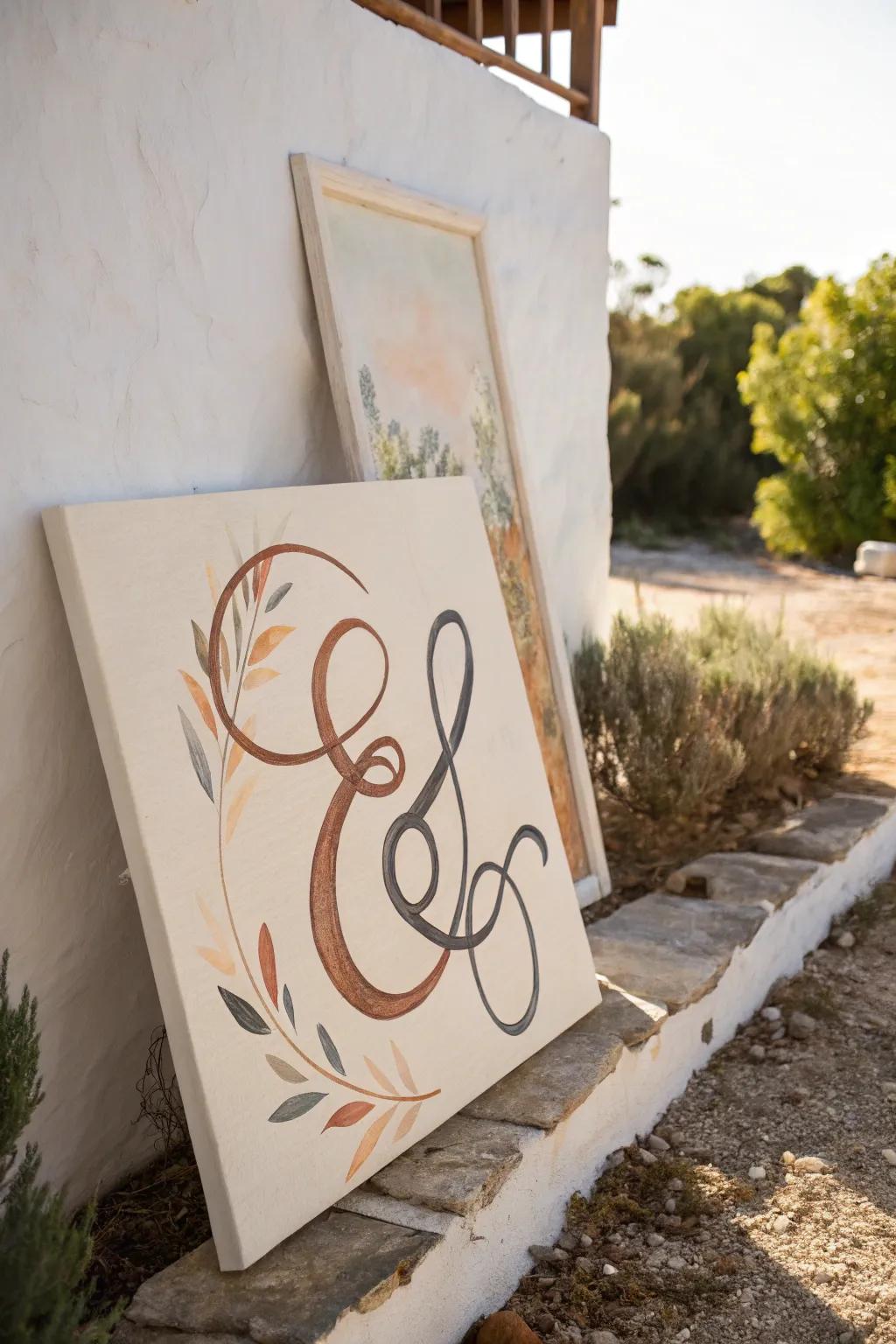Capture love in art with personalized name paintings - a perfect blend of minimalism and boho charm.