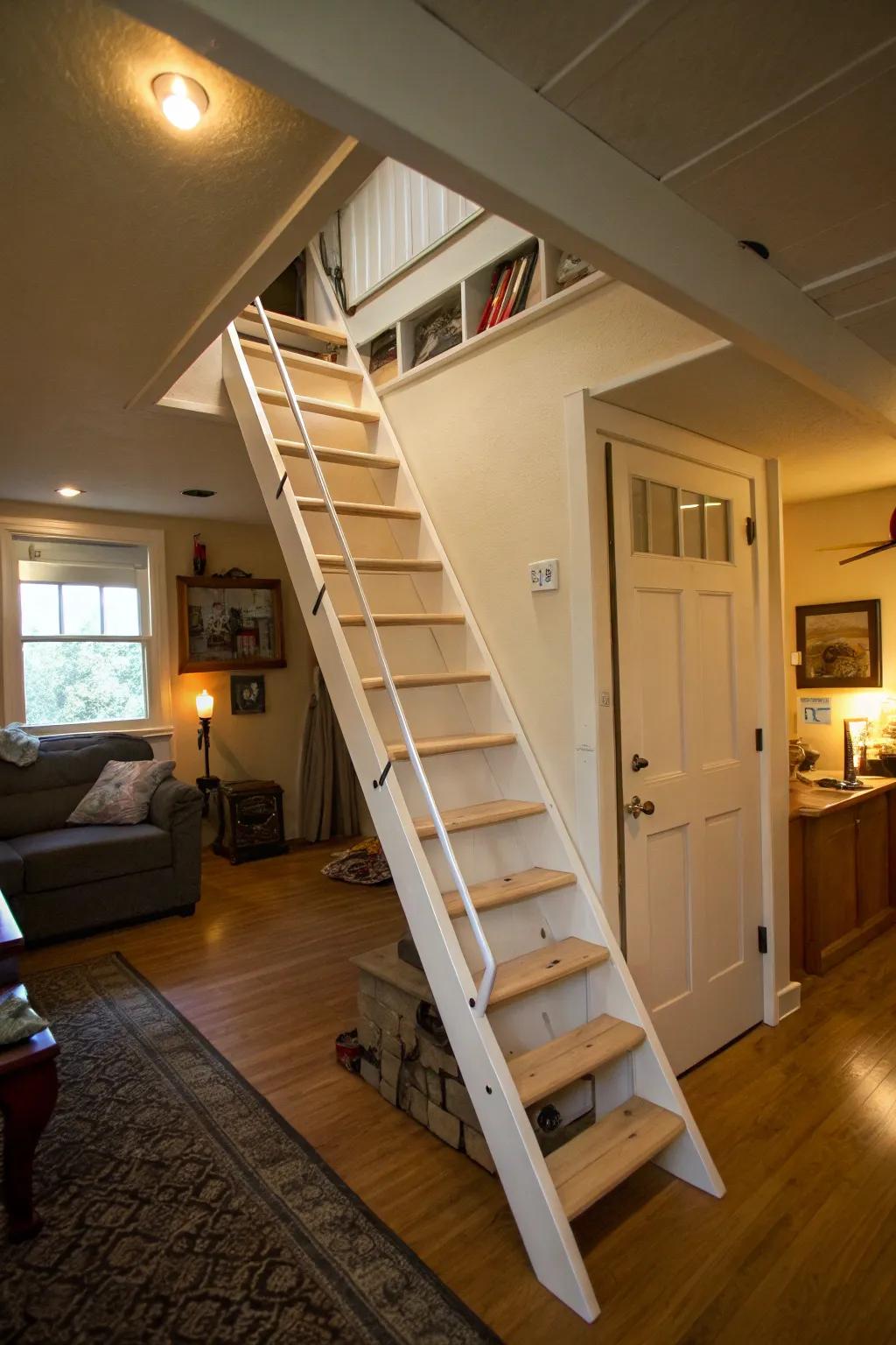 Foldable stairs offer maximum efficiency in small areas.