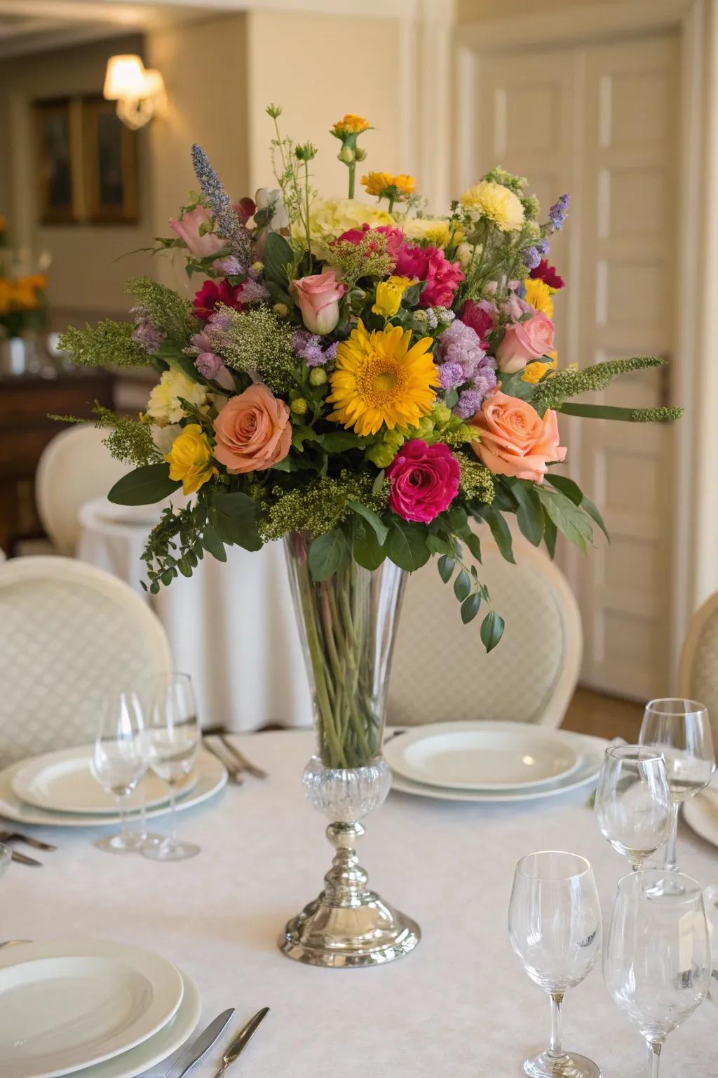 An elegant vase adds the perfect finishing touch.