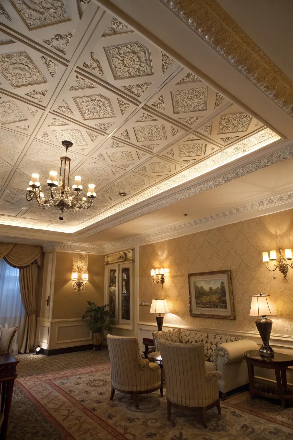 Crown molding draws attention to the ceiling, enhancing architecture.