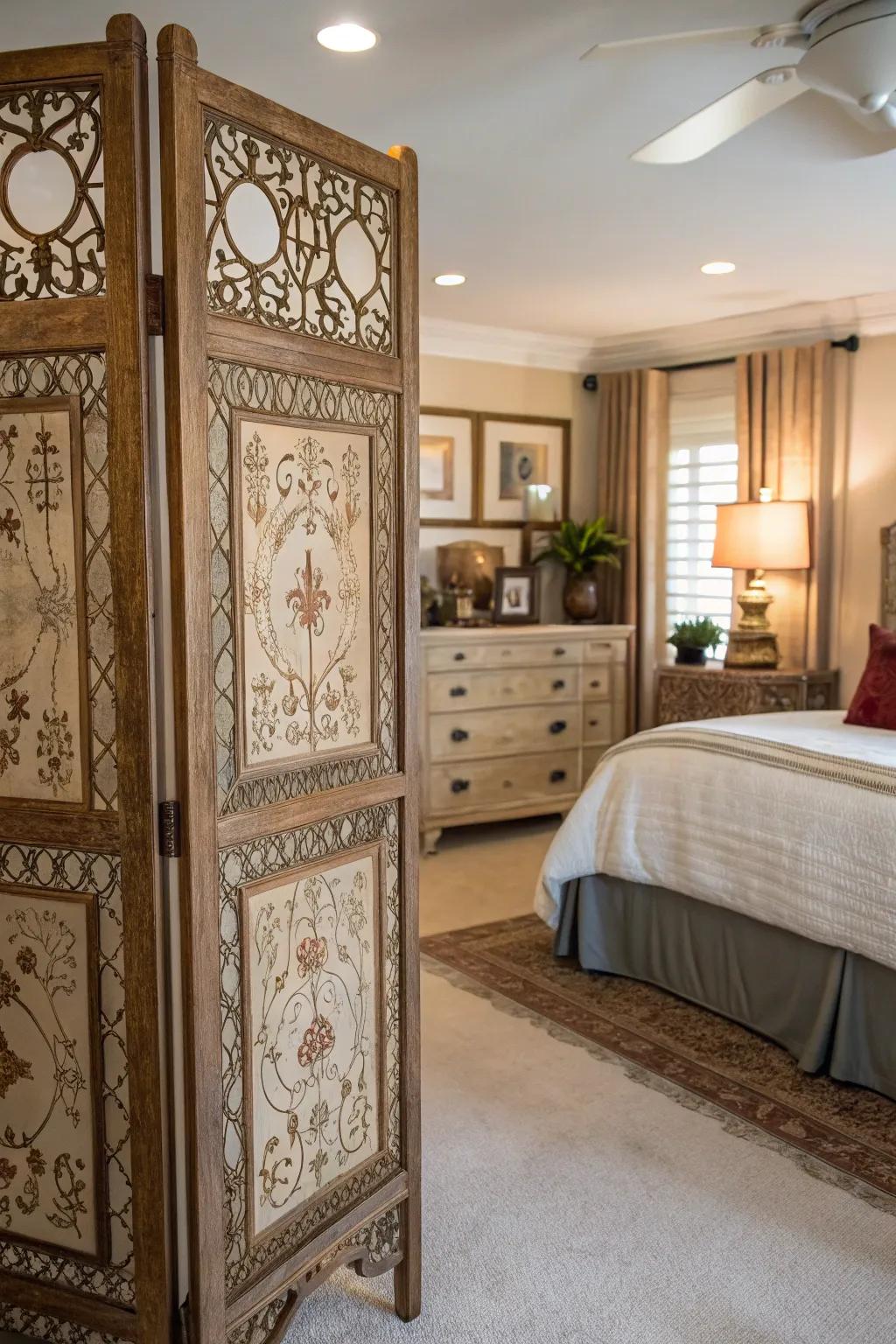 A decorative screen adding elegance and division.