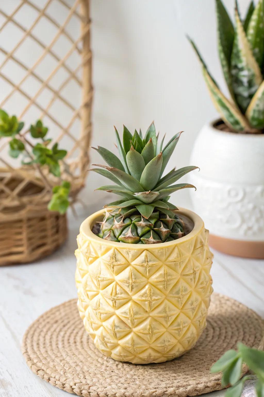 Add a playful twist to your space with this charming pineapple-shaped succulent pot, where Scandinavian simplicity meets boho creativity.