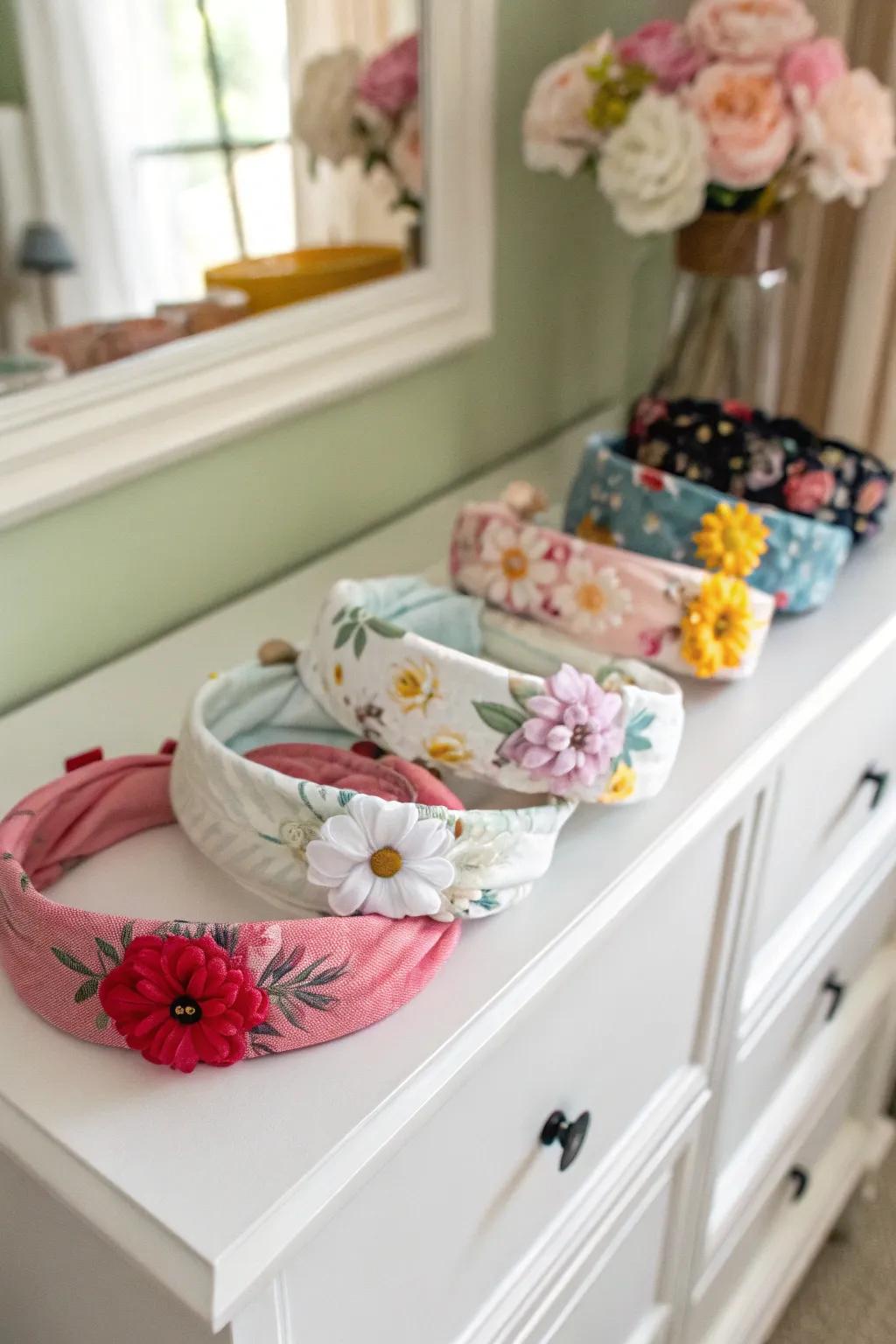 Floral headbands offer a playful and stylish touch to any baby girlâs ensemble.