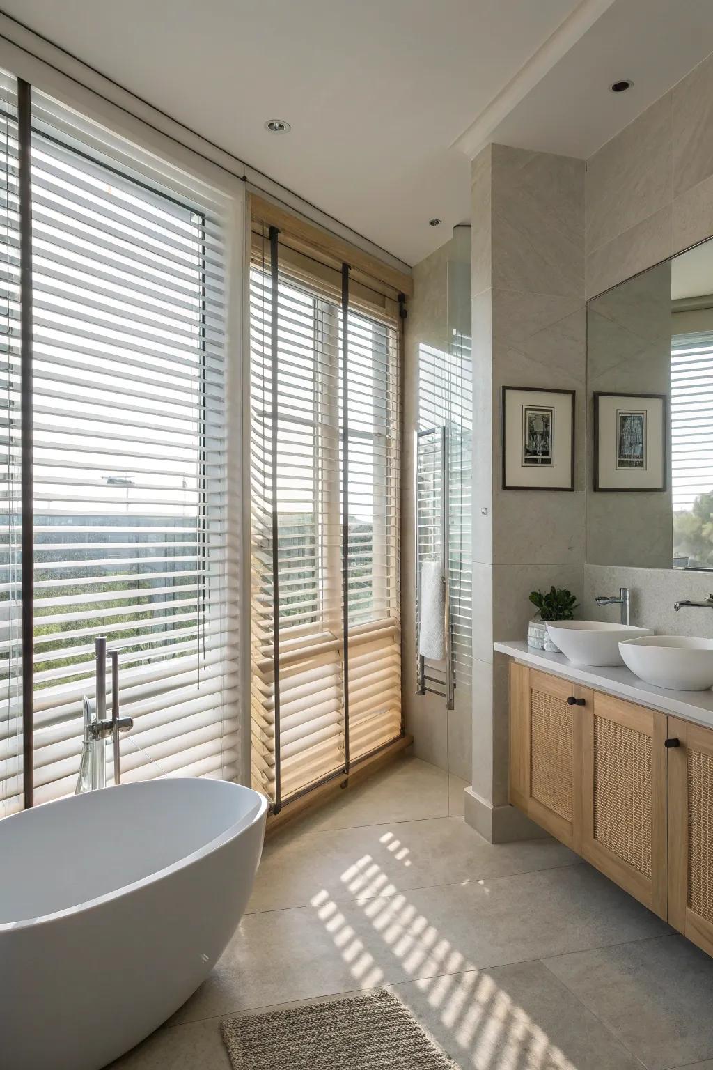 Venetian blinds offer versatile light control and a chic look.