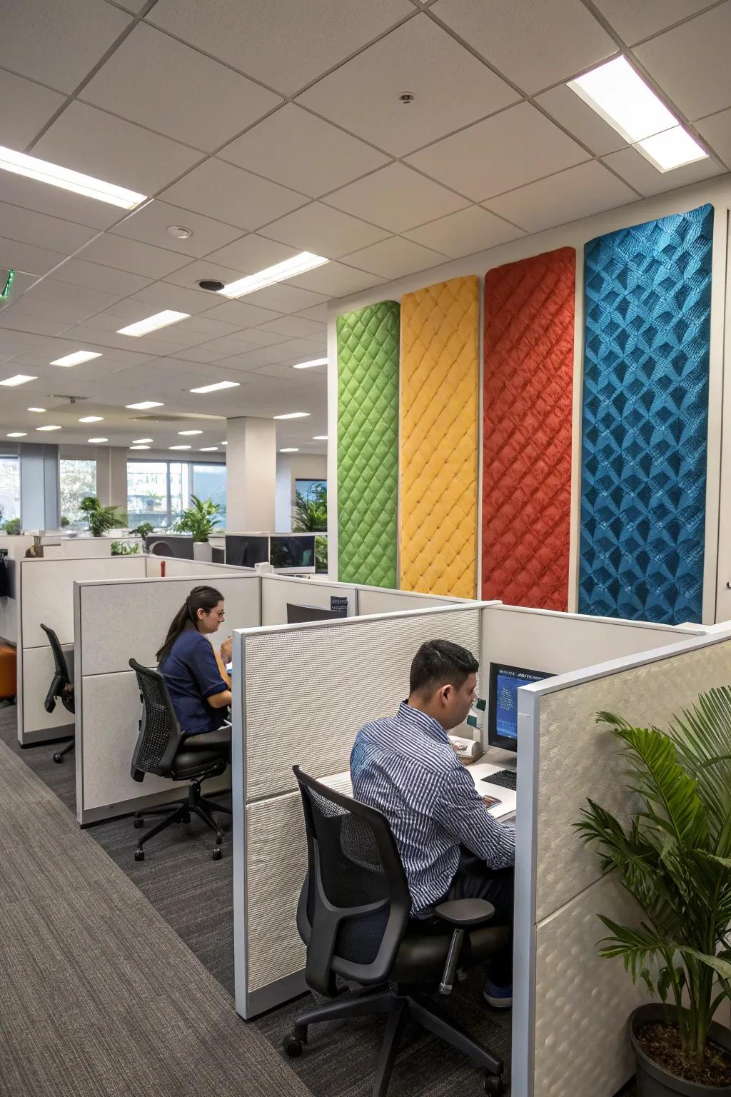 Acoustic panels bring peace and style to your cubicle.