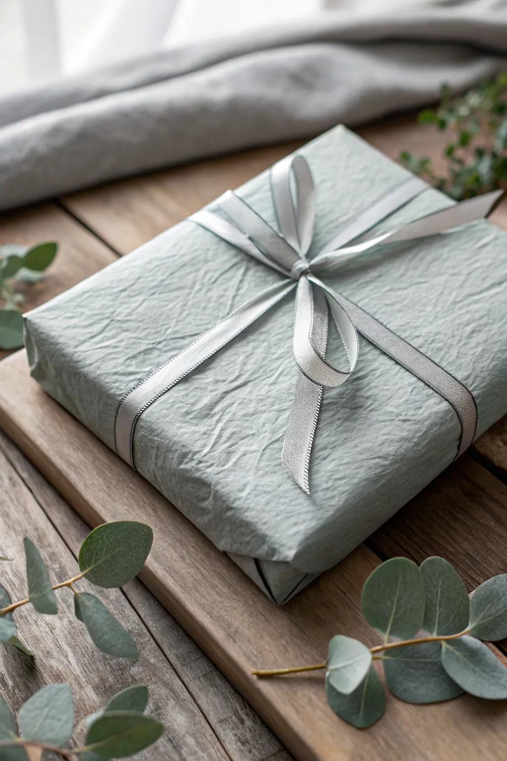 Embrace the art of minimalism with this monochrome wrapped gift, where simplicity meets sophistication.