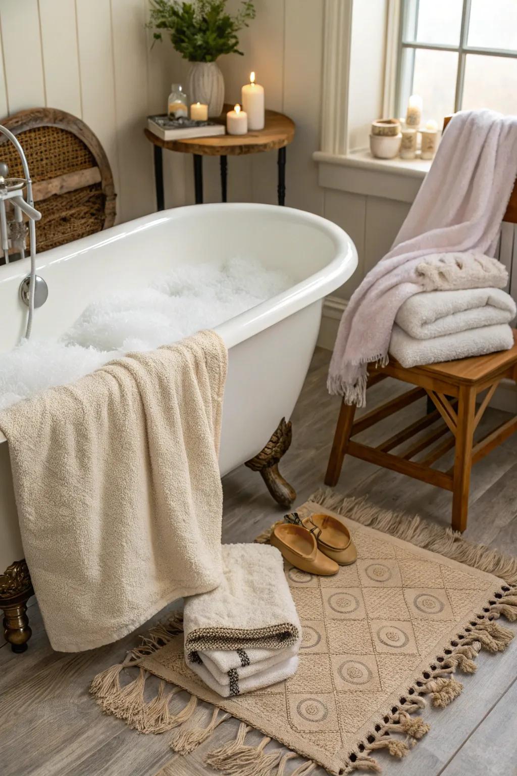 Cozy accessories enhance comfort and warmth.