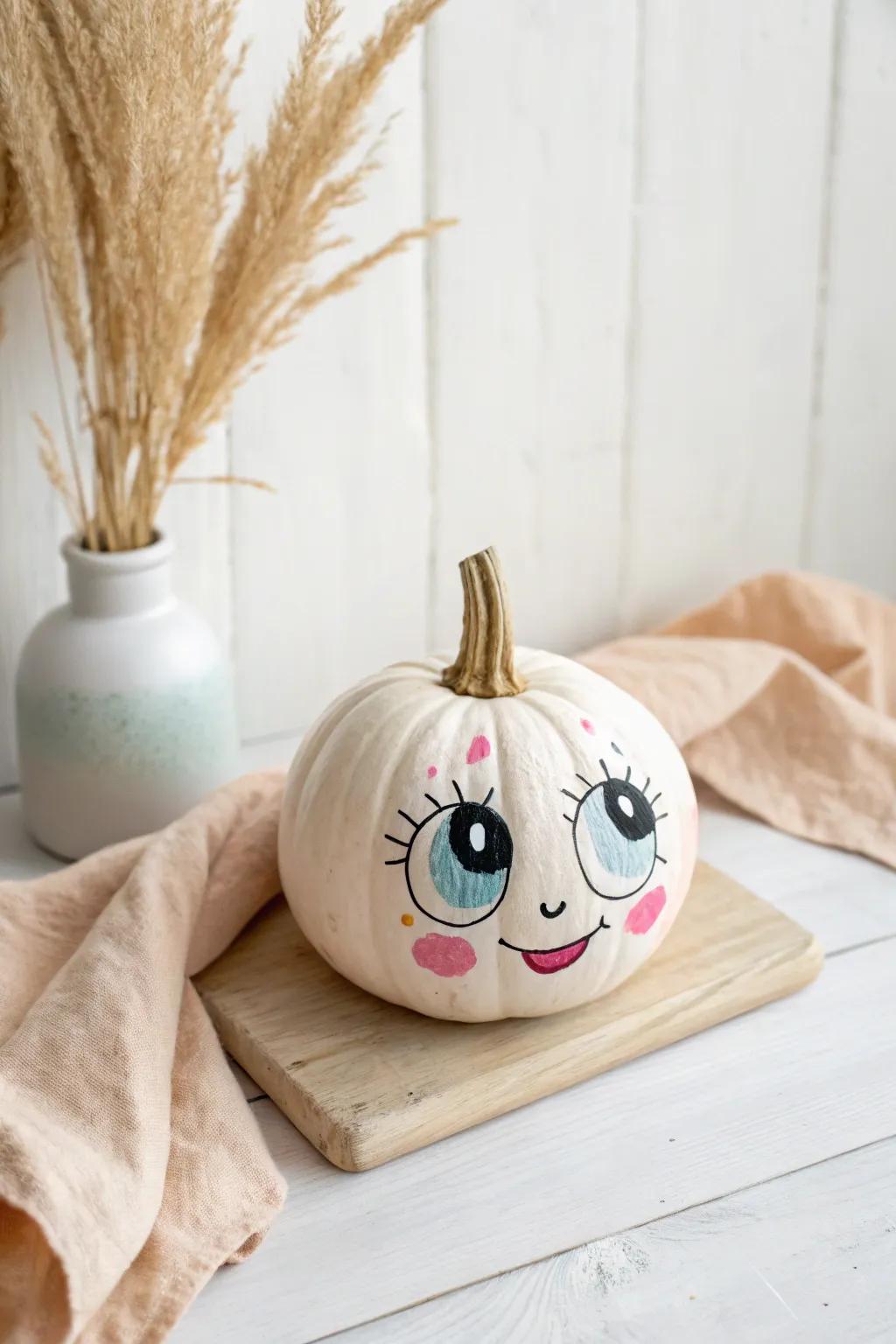Bring personality to your pumpkins with charming, painted faces that add whimsy and warmth to your autumn decor.