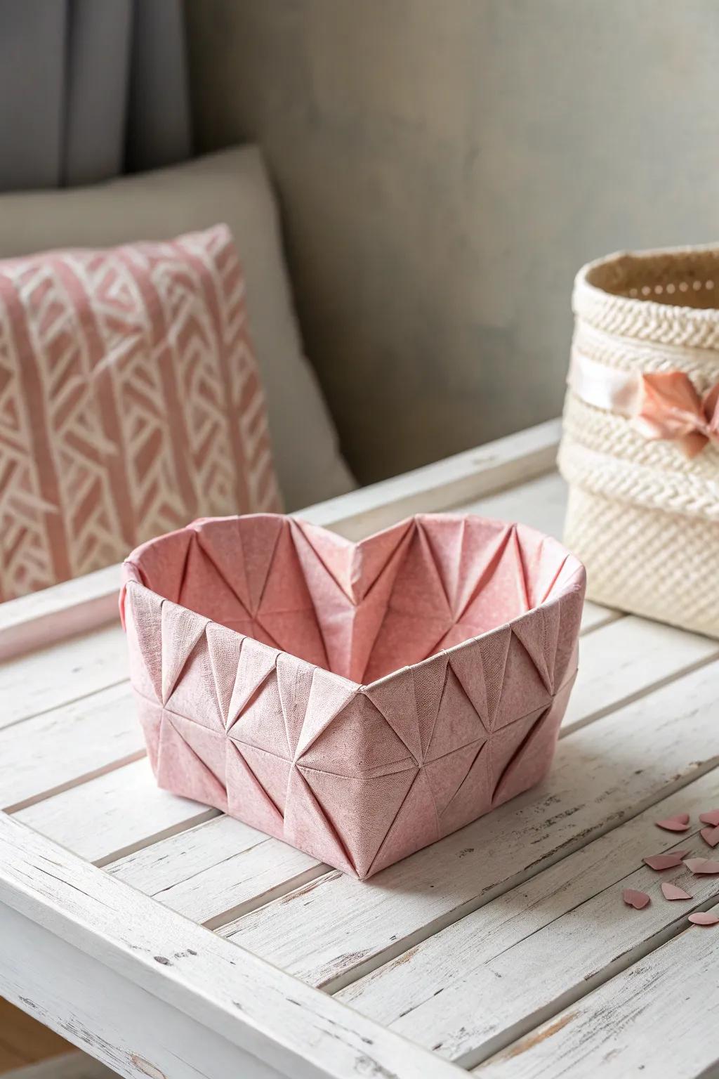 Fold your heart into a basket: a minimalist Valentineâs craft that speaks volumes.