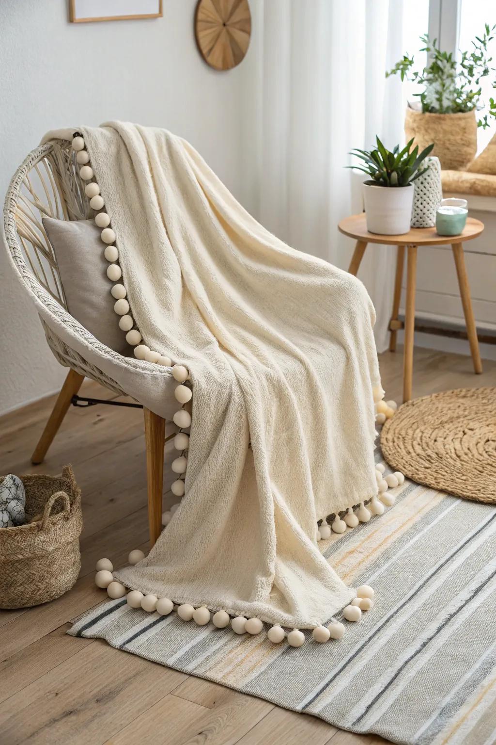 Wrap yourself in warmth and whimsy with a pom pom blanket, where Scandinavian simplicity meets playful Boho charm.