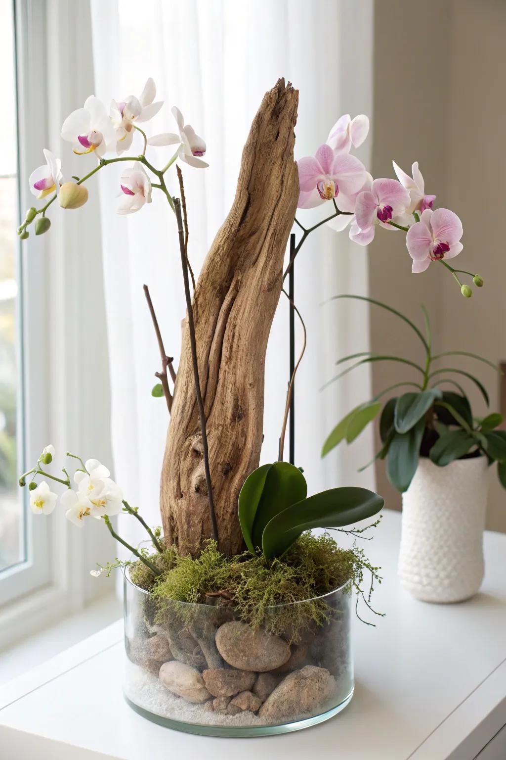 Elevate your space with a sculptural orchid terrarium that blends minimalist design with natural elegance.