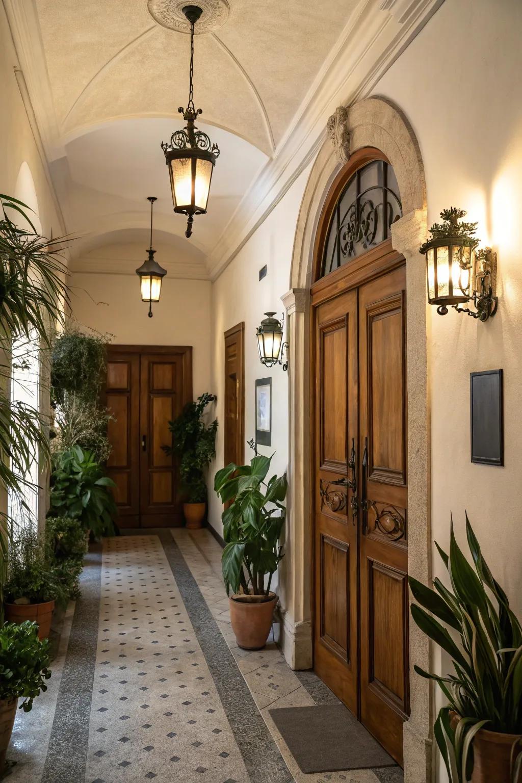 Wooden doors bring warmth and a classic touch to your hallway.