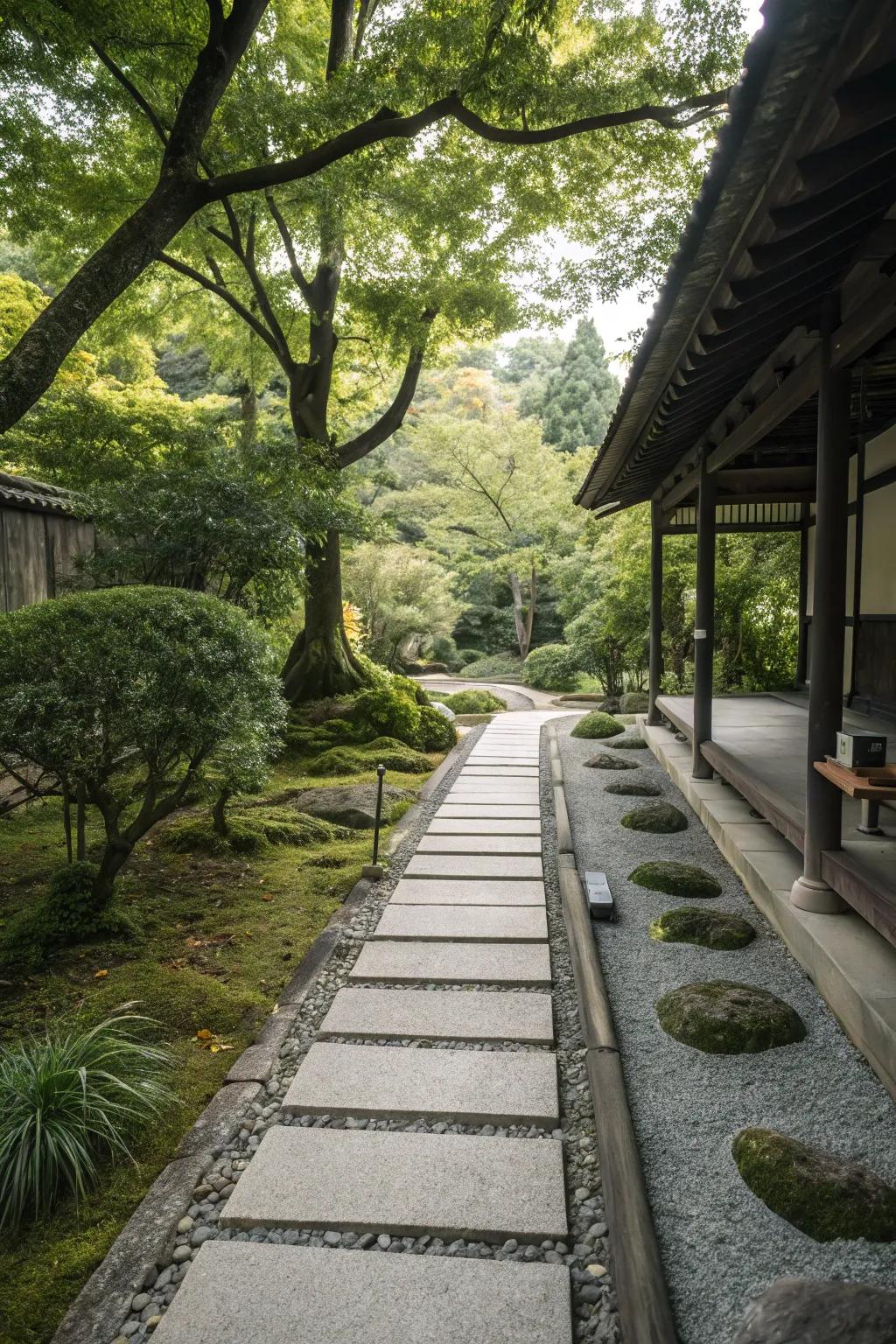A tranquil Zen-inspired stone walkway.