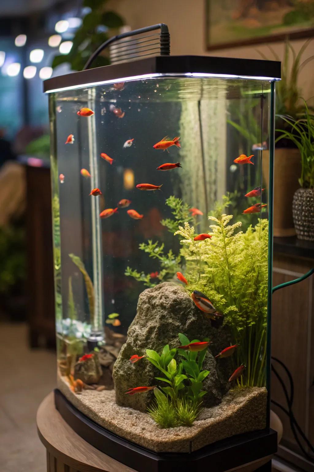 Barbs bring energy and vibrancy to this lively tank.