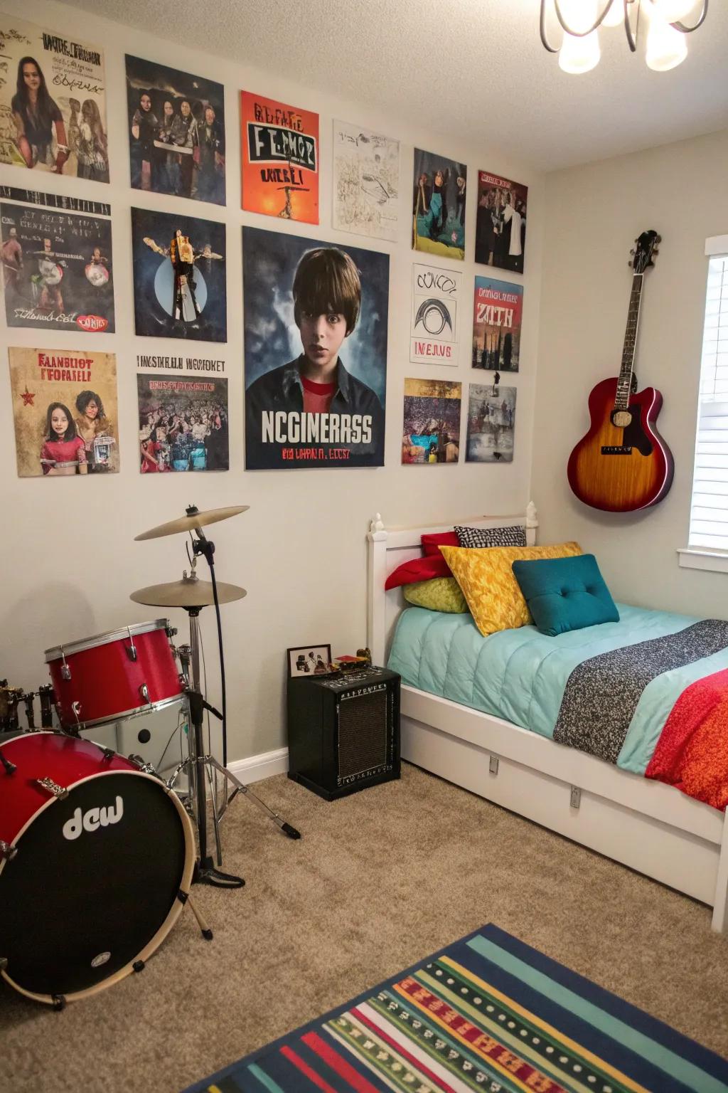 A music-themed retreat complete with instruments for the young musician.