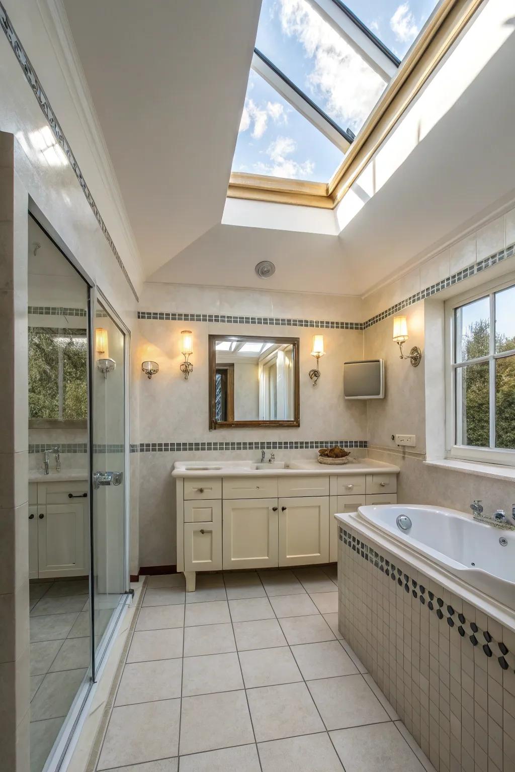 Strategic lighting can elevate the mood of your galley bathroom.