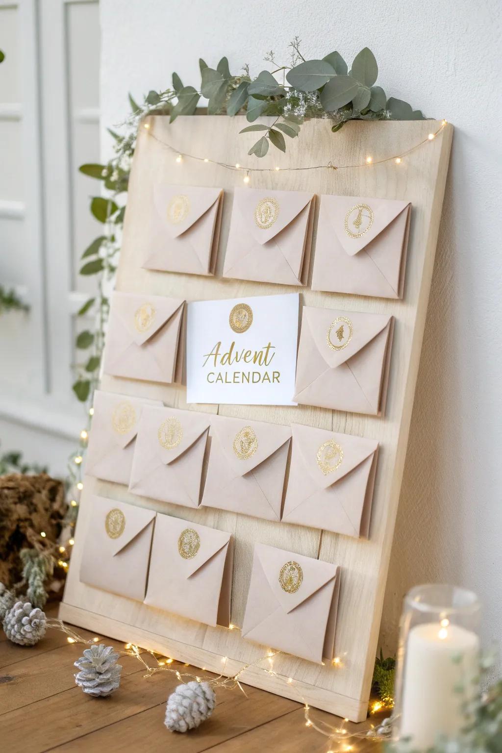 Discover the joy of countdown with a handcrafted paper advent calendar, where each envelope holds a special surprise!