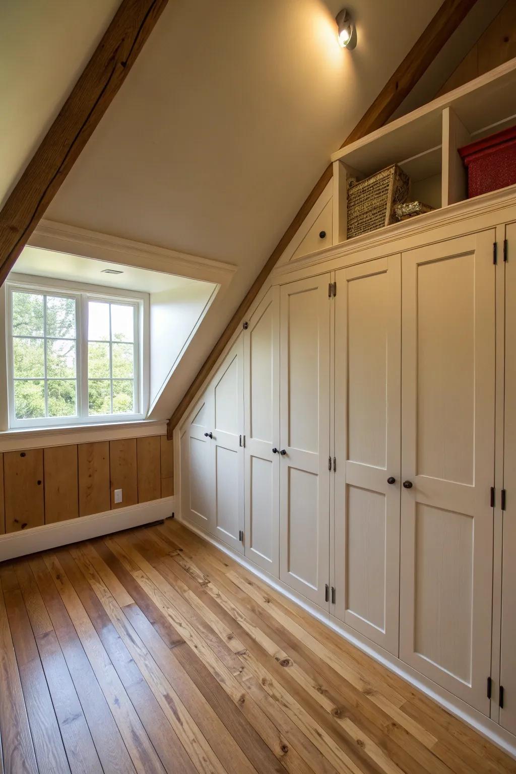 Maximize your space with built-in storage under the slant.