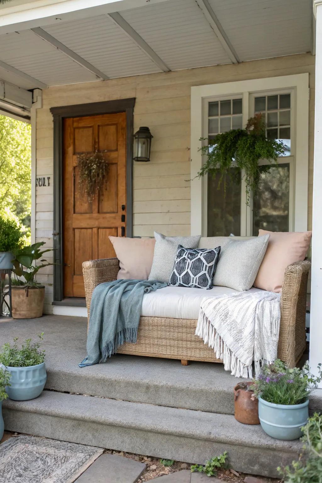 Make your porch a comfortable haven with an outdoor sofa.