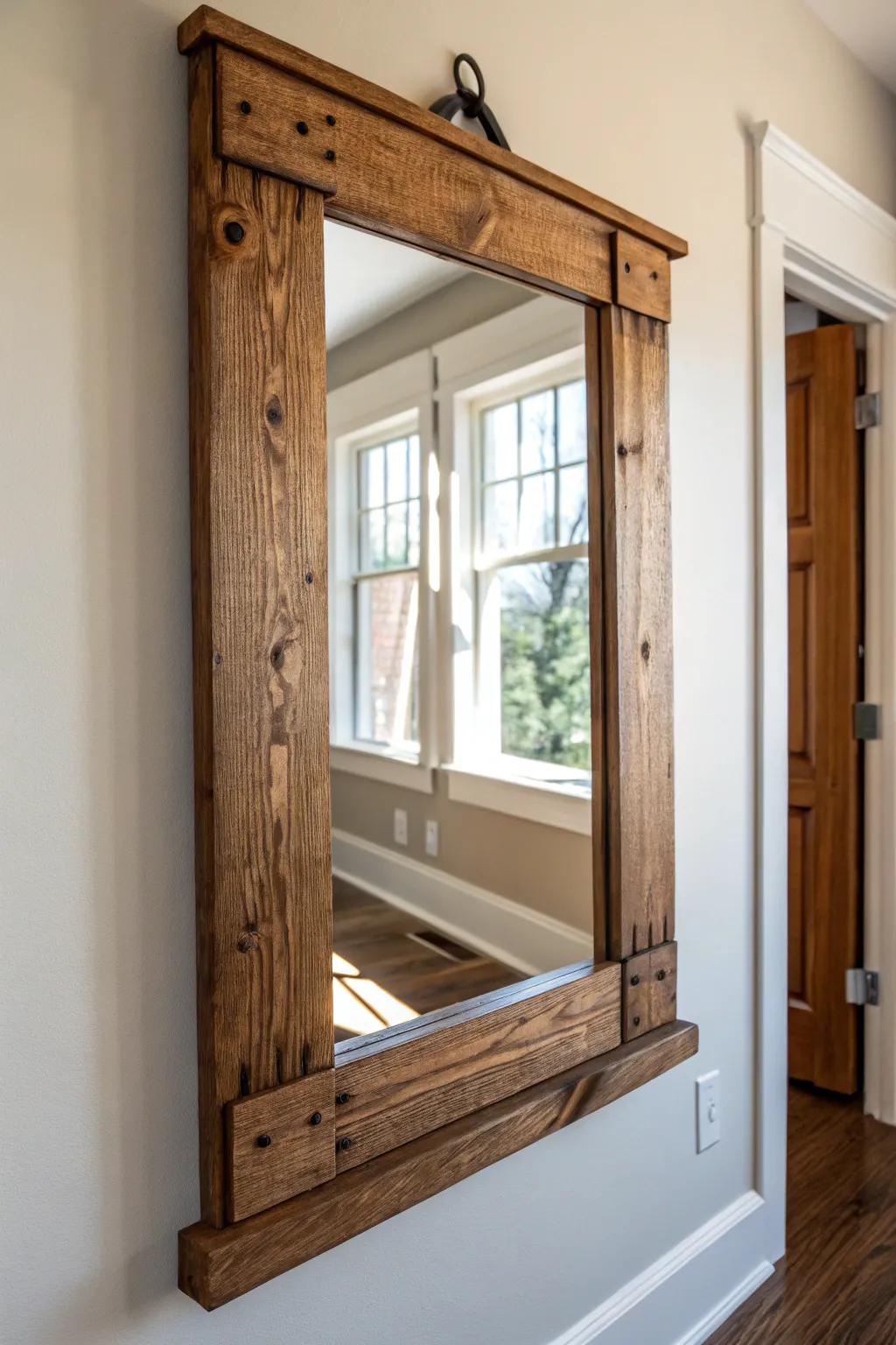 Reflect natural beauty with a handcrafted mirror that elevates your entryway.